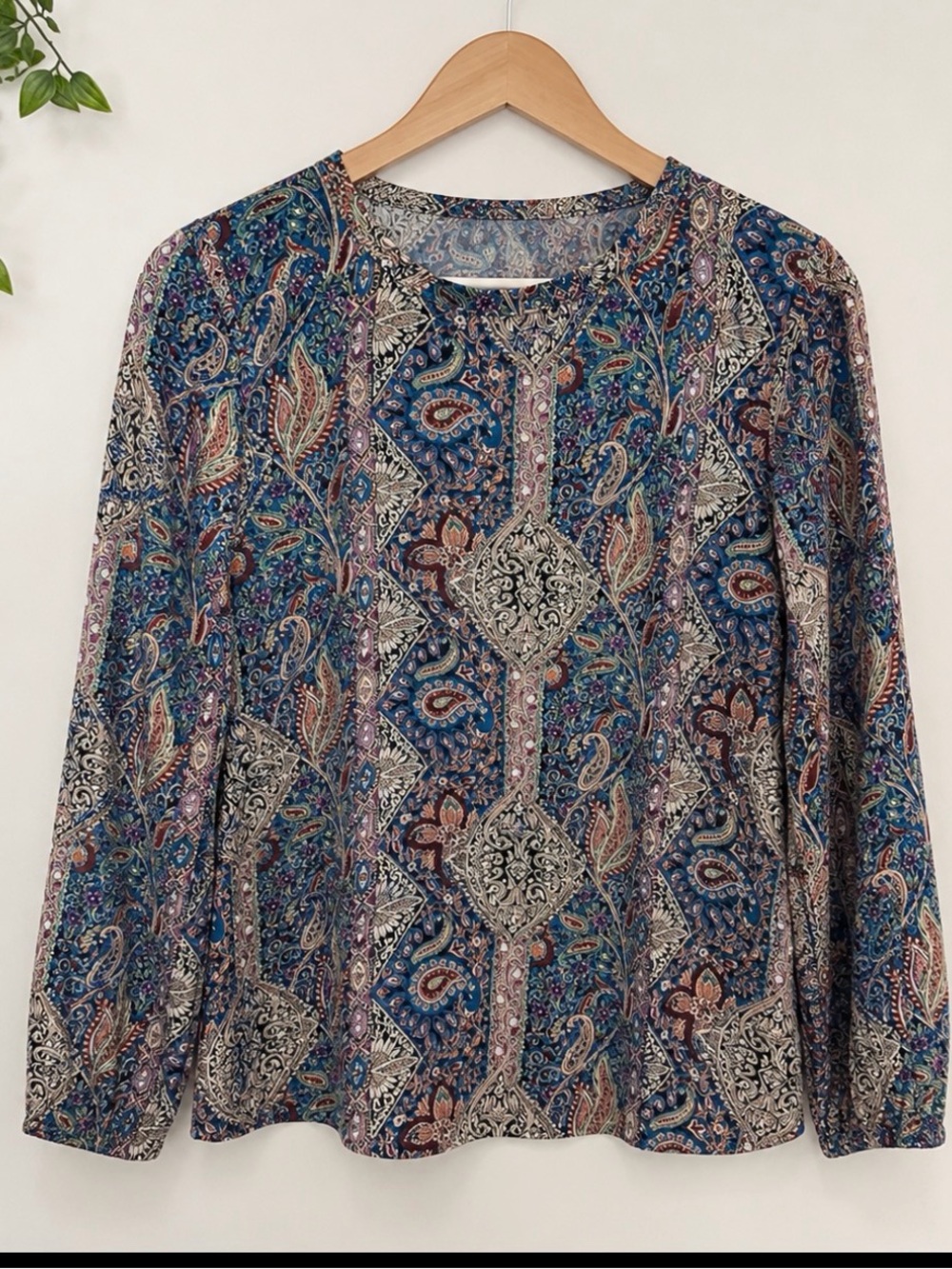 Women's Paisley Long-Sleeve Top in Multicolor